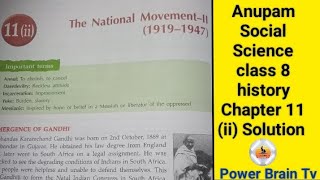 Anupam Social Science Class 8 History chapter 11iiThe National MovementIl 19191947 Solution [upl. by Herrah]