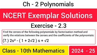 Question7 Exercise 23  NCERT EXEMPLAR  Ch  2 Polynomials Class 10 Mathematics [upl. by Yhtuv275]