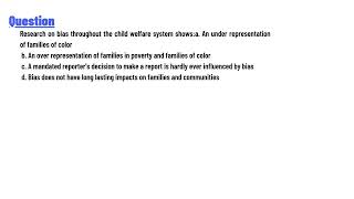 Research on bias throughout the child welfare system shows [upl. by Neehcas456]