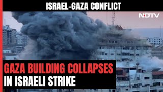 Israel Hamas War Watan Tower In Gaza Collapses In Israeli Airstrike [upl. by Refinaj]