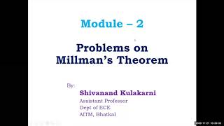 Network Theory 18EC32  Module 2  Network Theorems  Millmans Theorem Lecture 2  VTU [upl. by Ear]