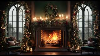 Christmas Ambience 🎄  Winter Fireplace Burning [upl. by Burrton]