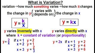 Direct variation   Equations of Variation  Constant of Variations [upl. by Satsoc]