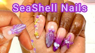 Beach Inspired Nails  SeaShell 3D Nail Art [upl. by Akisey631]