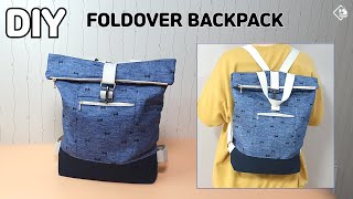 DIY FOLDOVER BACKPACK Rolltop Backpack  Zipper Backpack sewing tutorial Tendersmile Handmade [upl. by Akiaki]