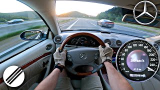 2003 MERCEDESBENZ CLK 500 TOP SPEED DRIVE ON GERMAN AUTOBAHN 🏎 [upl. by Selim]