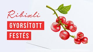 GYORSÍTOTT AKVARELL FESTÉS  RIBIZLI  Redcurrant speedpainting  Watercolor timelapse illustration [upl. by Nosrettap]