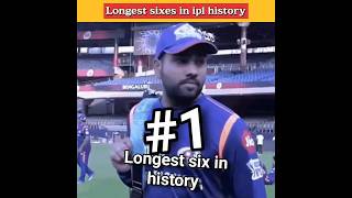 longest six in ipl history  top 6 🏏 cricket ipl [upl. by Ahsikam]