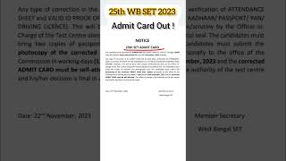 wb set admit card 2023  wb set exam date 2023  set admit card 2023 wbset [upl. by Clarhe124]