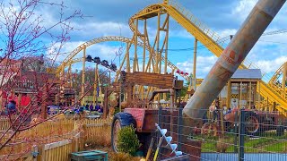 Tornado Springs At Paultons Park  4K Area Walkthrough [upl. by Acirema]