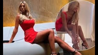 Christine McGuinness puts on a leggy display in a stunning red dress and strappy heels [upl. by Anabel]