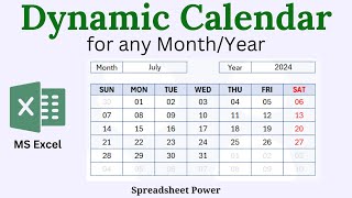 Dynamic Calendar for Any Month and Year in Excel [upl. by Annail192]