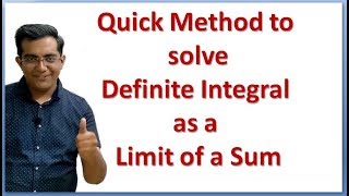 Quick Method to SOLVE Definite Integral as A Limit of a Sum  CLASS XII EXERCISE 78 NCERT [upl. by Malca]