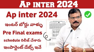 ap inter 2024 Pre final exams schedule  ap Inter 2024 Big update [upl. by Marriott]