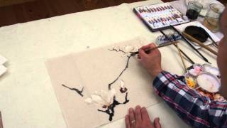 Henry Lis Supplementary Demo to Lesson 23 White Magnolia on Hemp Paper [upl. by Joana]