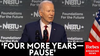 VIRAL GAFFE Biden Appears To Read Teleprompter Pause Instruction During Speech [upl. by Jerad725]