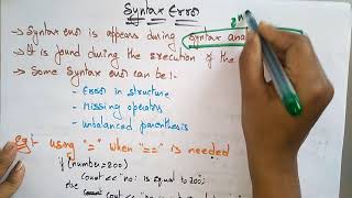 Errors  Lexical Syntax amp Semantic  Compiler Design  Lec  46  Bhanu Priya [upl. by Lala]