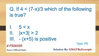 GMAT OG2022 Quant Review Q181 PS06959 Inequalities Absolute Values Solution  GMATPrep [upl. by Kelcie267]