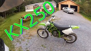 Kx250 cold start and 5th gear wheelie [upl. by Aroon]