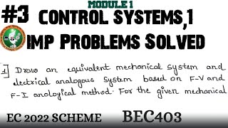 3 Control Systems 1 IMP Problem Explained Module 1  4th Sem ECE 2022 Scheme VTU  BEC403 [upl. by Engleman26]