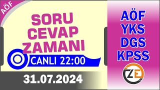 AÖF 31 07 2024 Canlı  Soru Cevap Zamanı  Açıköğretim DGS KPSS YKS Tercih [upl. by Anasiul]