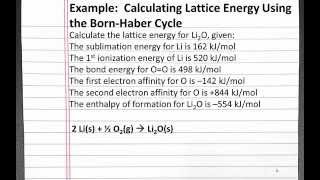 CHEMISTRY 101 Calculating Lattice Energy Using the Born Haber cycle [upl. by Onek775]