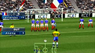 ISS Pro Evolution PS1 Gameplay  France vs Brazil [upl. by Sivrep52]