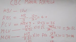 CBC FORMULA  HEMOGLOBIN SE PURI CBC CALCULATION [upl. by Rolyab]