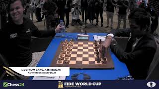 Magnus Carlsen vs Praggnanandhaa R GAME 2 FINALS FIDE Chess World Cup Final 2023 [upl. by Annmarie]