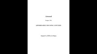 Saugus Atwood  Affordable Housing Lottery [upl. by Kan]