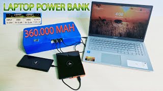 Build a 360000mAh Laptop Power Bank from 180cell Old 18650 Battery [upl. by Yuma]