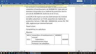 comptabilité approfondie  Immobilisation acquise au moyen de subvention d’investissement TP [upl. by Cliff]