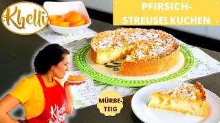 PfirsichStreuselkuchen mit MandelplättchenPfirsichkuchenMürbeteigeinfach und lecker [upl. by Uta828]