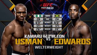 Kamaru Usman vs Leon Edwards 1  Full Fight Highlights [upl. by Rhee]