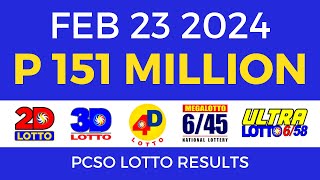 Lotto Result February 23 2024 9pm PCSO [upl. by Aihseyk]