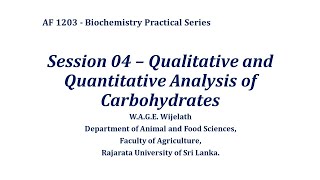 Biochemistry Practical Session 04  Qualitative and Quantitative Analysis of Carbohydrates [upl. by Nonnek]