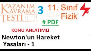 11 Sınıf  Fizik  MEB Kazanım Testi 3  Newtonun Hareket Yasaları  1  PDF  EBA  AYT [upl. by Marijn]