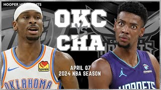 Oklahoma City Thunder vs Charlotte Hornets Full Game Highlights  Apr 7  2024 NBA Season [upl. by Mesics]