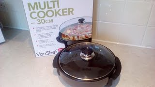 Vonshef Multi Cooker 30CM unboxing and review [upl. by Anyotal349]