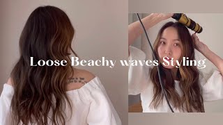 How I curl loose beachy waves  hairstyling [upl. by Atronna]