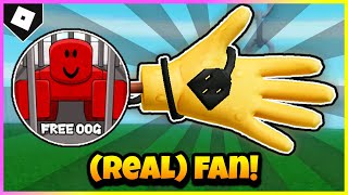 How to ACTUALLY get FAN GLOVE  quotFREE OOGquot BADGE in SLAP BATTLES ROBLOX [upl. by Chaim]