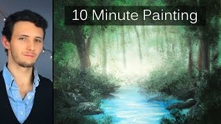 Painting a Misty Forest Landscape with Acrylics in 10 Minutes [upl. by Rex]