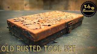 Restoration of Old Rusty Socket Set Toolbox  WOODEN Insert [upl. by Iffar]