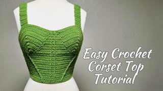 Easy Cochet Corset Top Tutorial  Crochet Crop Top [upl. by Asi126]