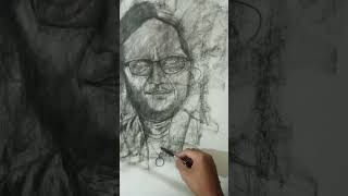 Drawing a charcoal stick portrait  Maries charcoal drawing memes tebakgambarindonesia sketsa [upl. by Ranita937]