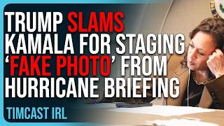 Trump SLAMS Kamala For Staging “Fake Photo” From Hurricane Briefing [upl. by Sessylu]