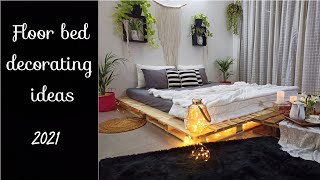 Floor Bed Decorating Ideas  DIY Pallet Bed At Home  Bedroom Decorating Ideas Floor Bed Ideas 2021 [upl. by Edas]