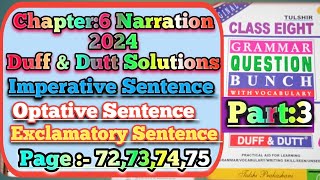 Class Viii Narration DuffampDutt 2024  Page 71to75  ImperativeOptative Exclamatory Sentences [upl. by Jahdol]