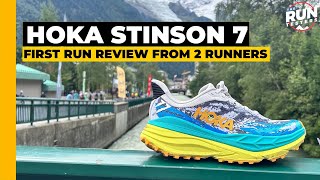 Hoka Stinson 7 First Run Review New Hoka road to trail shoe tested by 2 runners [upl. by Forlini]