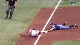 Longoria completes the unassisted double play [upl. by Aihseym534]